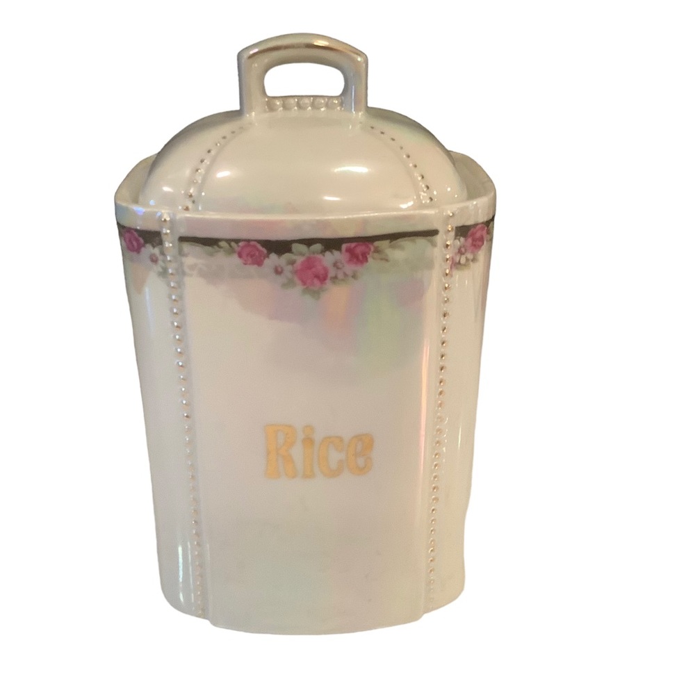 Vintage porcelain canister with lid for Rise Made in Germany
